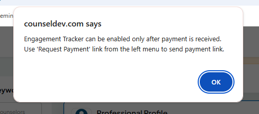 Enable Engagement Tracker Error